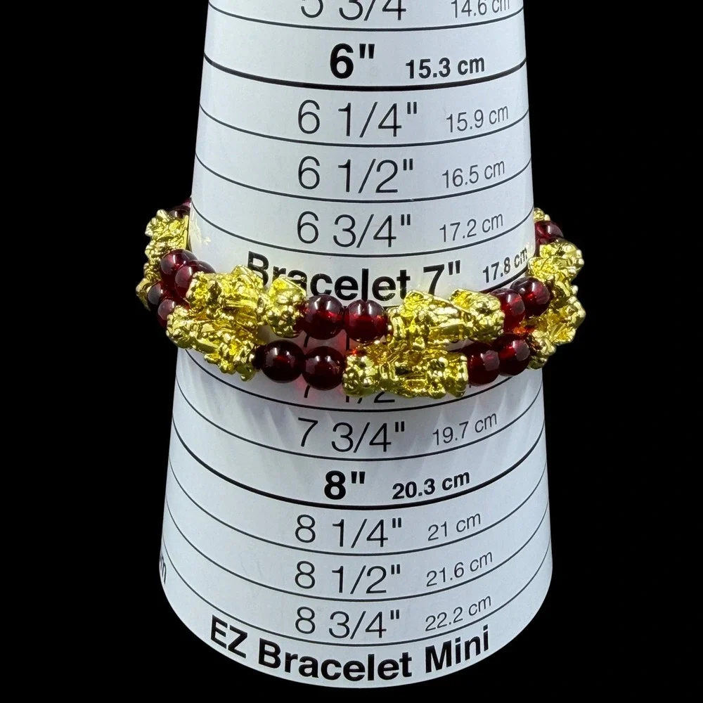 Gold Pixiu Bracelet Red Bead‎ Feng Shui Wealth Prosperity Lucky Stretch